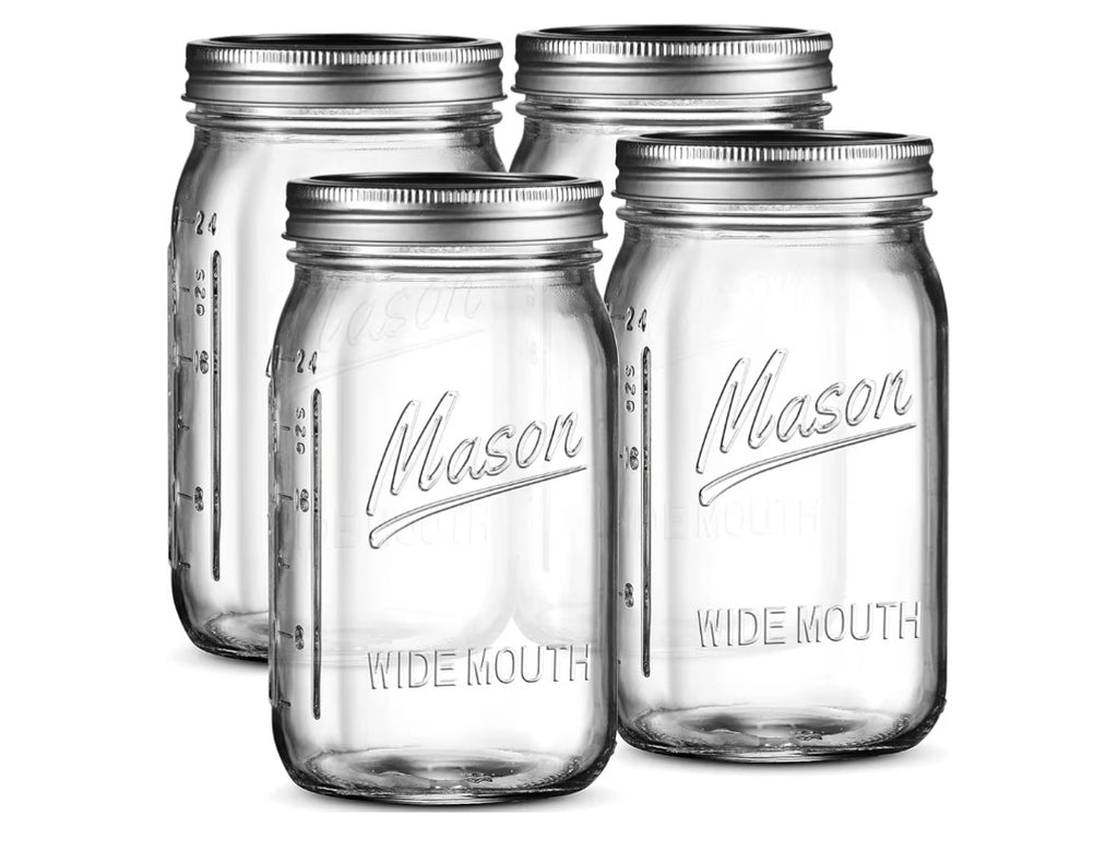 4-Pack 32oz Wide Mouth Mason Jars w/Lids