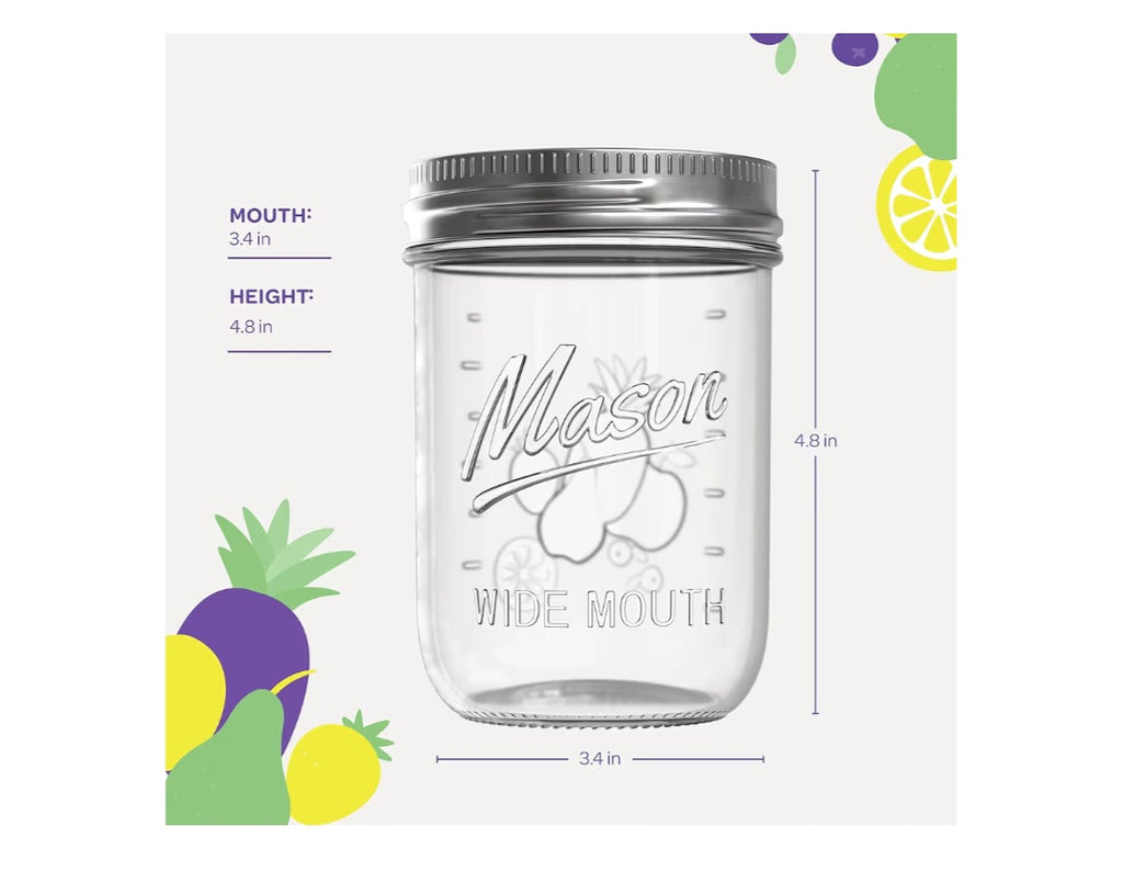 5-Pack 16oz Wide Mouth Mason Jars w/Lids