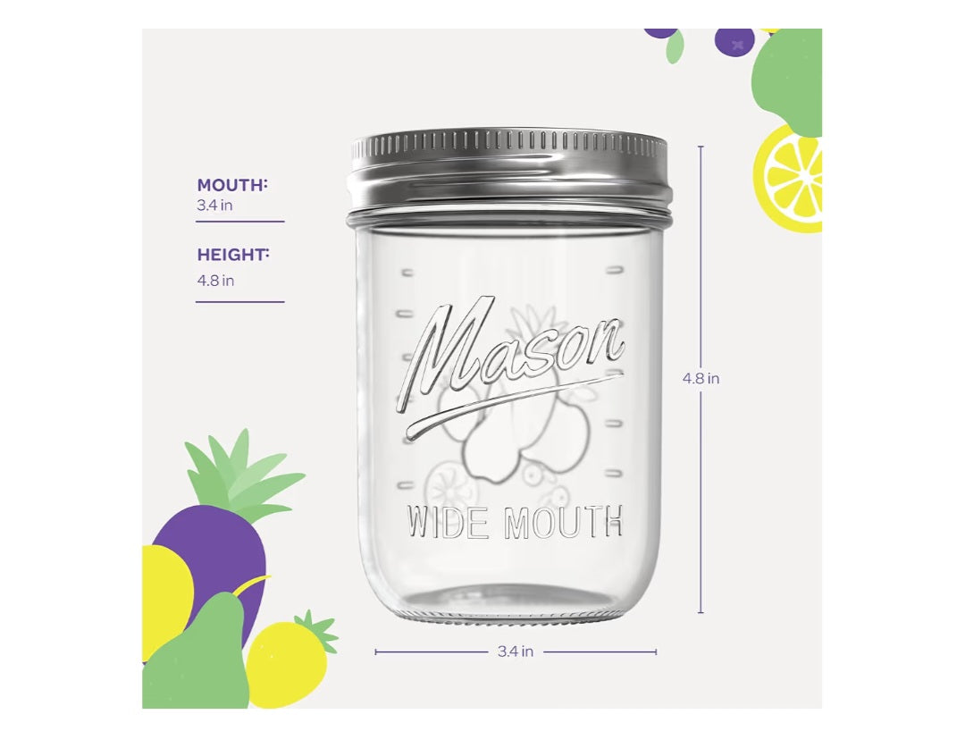 5-Pack 16oz Wide Mouth Mason Jars w/Lids