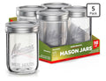 5-Pack 16oz Wide Mouth Mason Jars w/Lids
