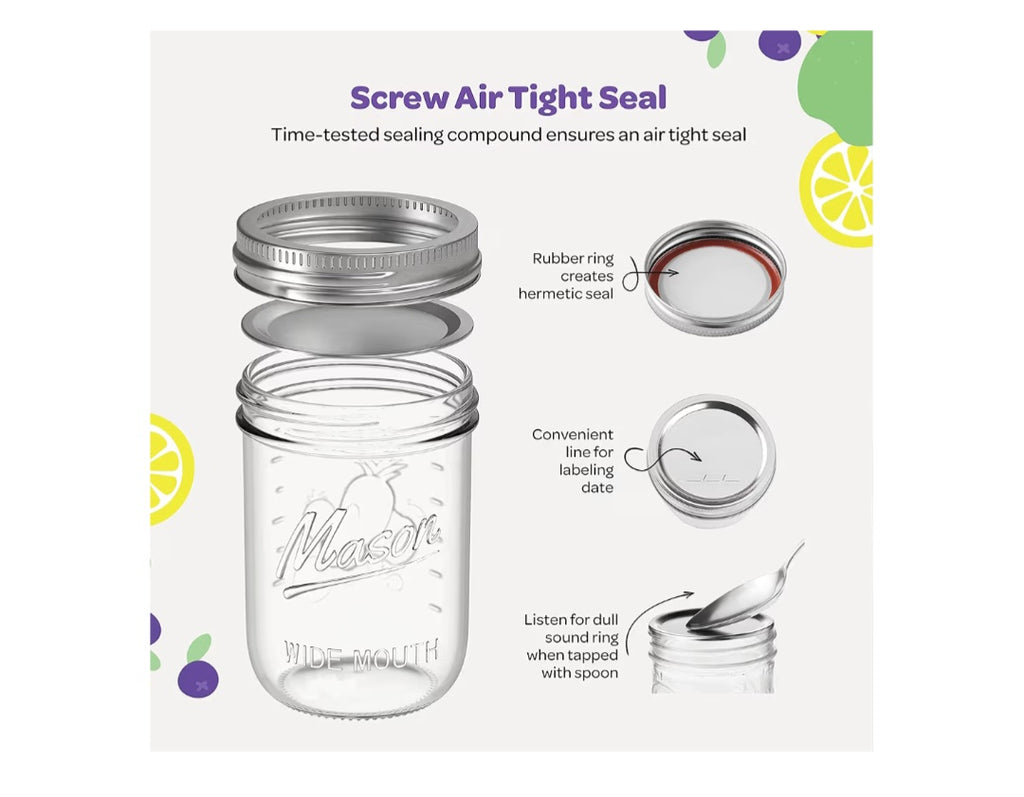 5-Pack 16oz Wide Mouth Mason Jars w/Lids